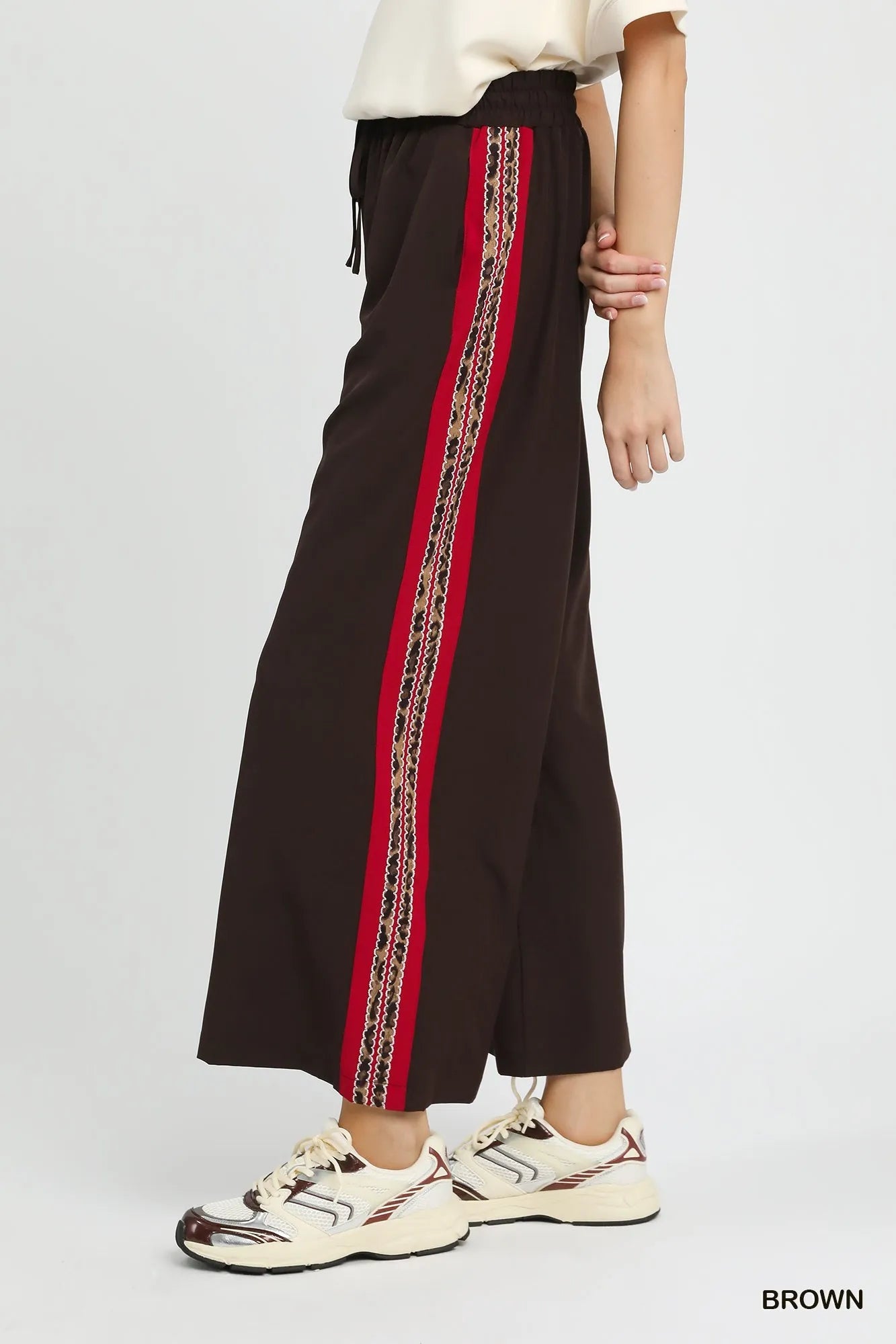 Umgee Wide Leg Pants with Contrast Side Trim - kinko