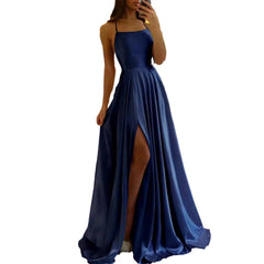Amazon Long European And American Style Dress Slim Strap Back-to-back Dress High Slit Dance Host Dress - kinko