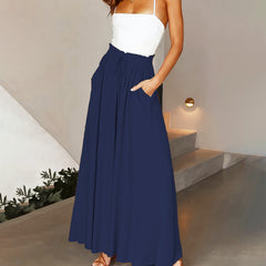 New Waist-tight Summer Long Draping Effect Long Culottes For Women - kinko