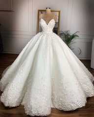 Deep V-neck Sexy Lace Floor-length Wedding Dress Romantic Aura Dignified Wedding Banquet Welcome 2024 New Spring - kinko