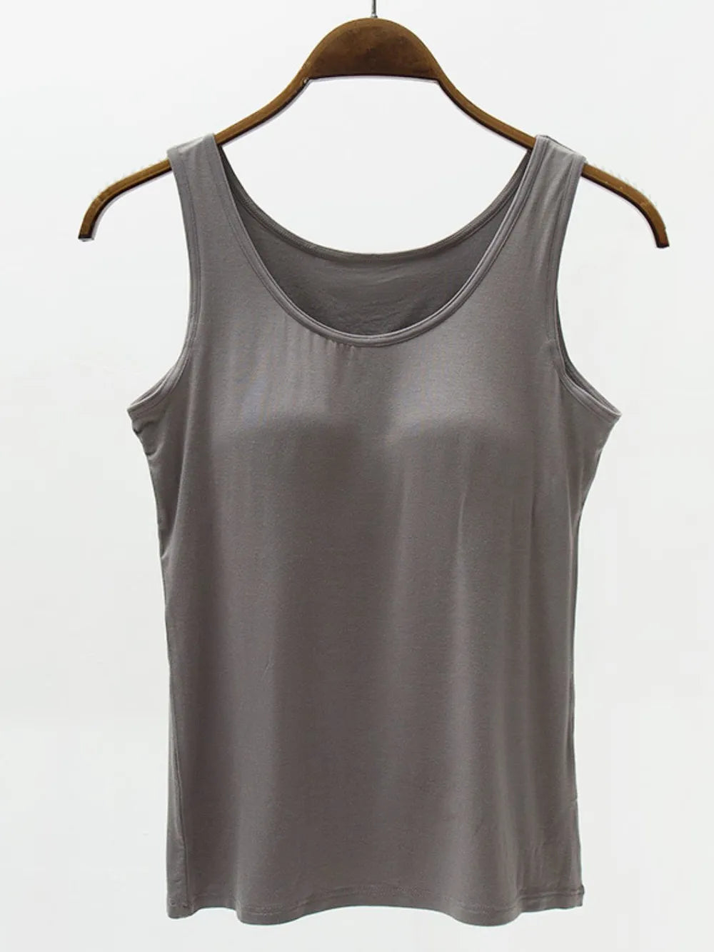 Full Size Wide Strap Modal Tank with Bra - kinko