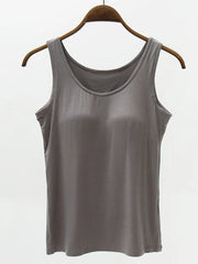 Full Size Wide Strap Modal Tank with Bra - kinko