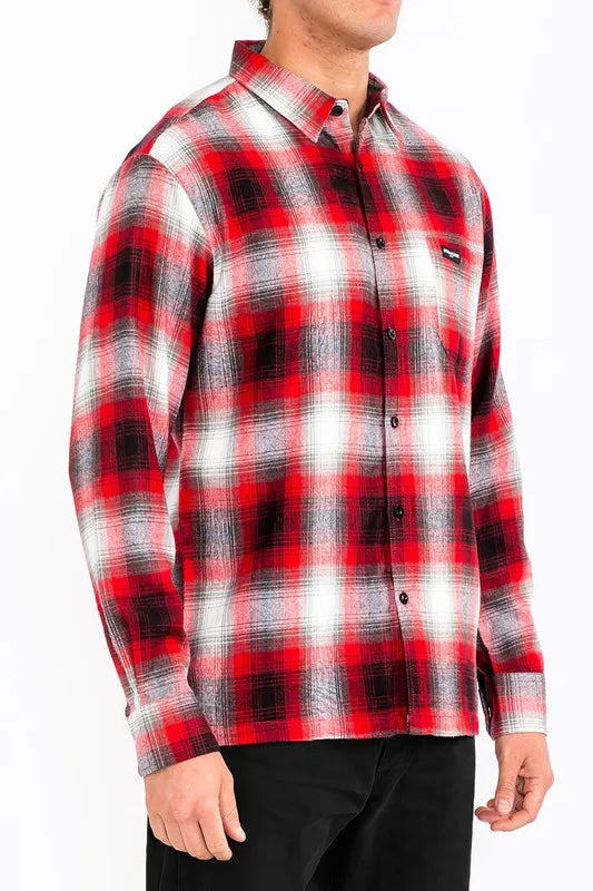WEIV Men's Full Size Plaid Long Sleeve Flannel Shirt Plus Size - kinko