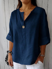 Full Size Casual Notched Drop Shoulder Blouse Plus Size - kinko