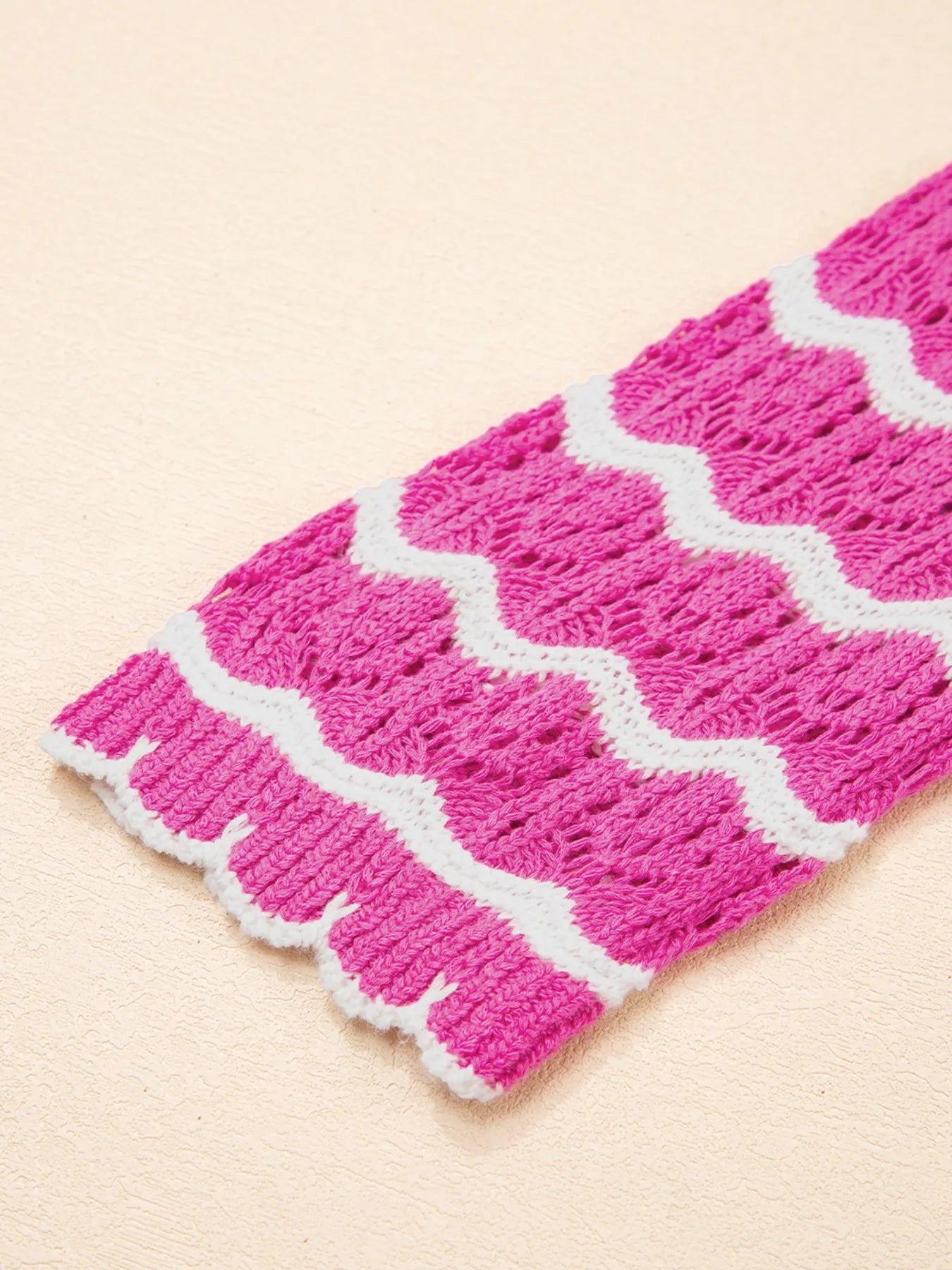 Striped Crochet Tie-Front Cardigan - kinko