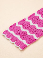 Striped Crochet Tie-Front Cardigan - kinko