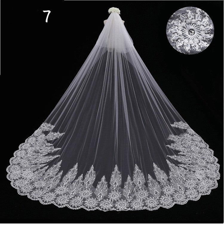 Bridal Wedding Dress Long Tail Luxury Super Fairy Wedding Veil - kinko