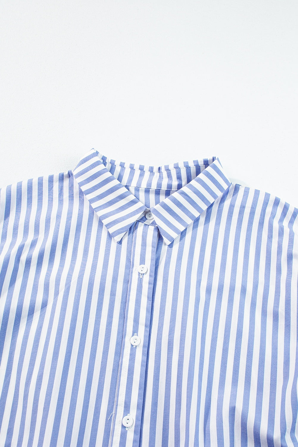 Sky Blue Stripe Dolman Sleeve Oversize Shirt - kinko