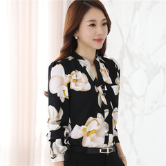 Women's Korean-style Long-sleeved Chiffon Shirt - kinko