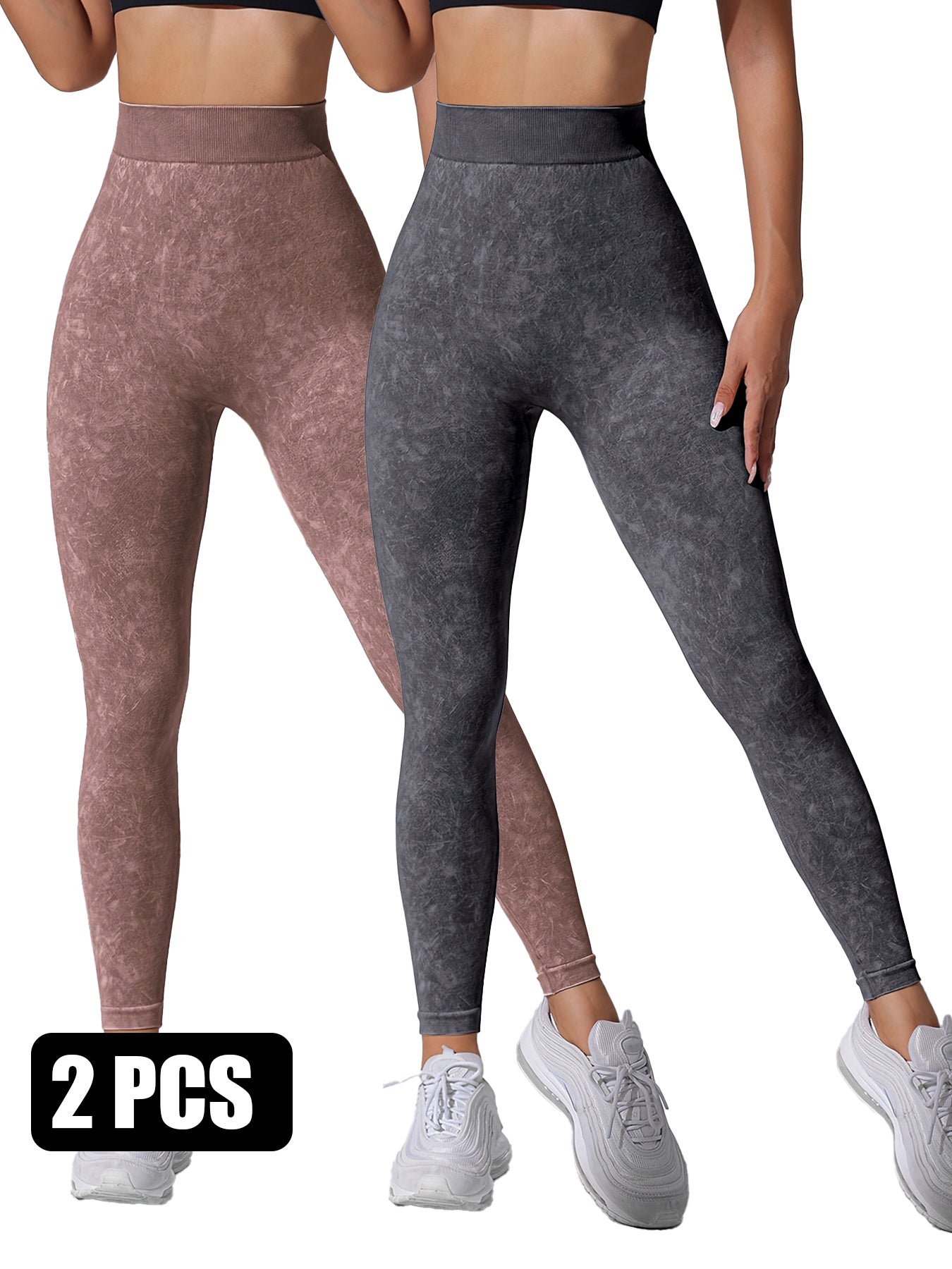 2PACK Sand-washed Seamless Yoga Pants - kinko