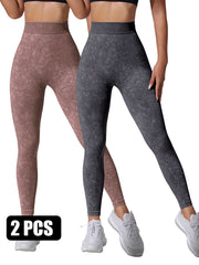 2PACK Sand-washed Seamless Yoga Pants - kinko