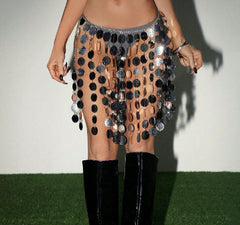 Skirt Geometric Hand Stitching Sequin Skirt - kinko
