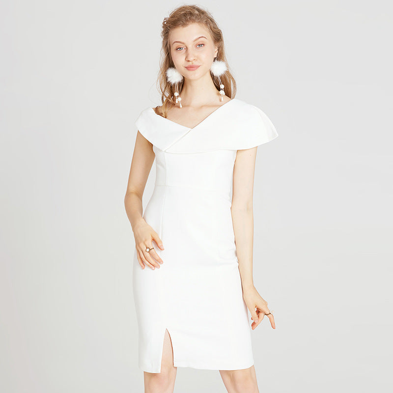 Split white dress dress - kinko