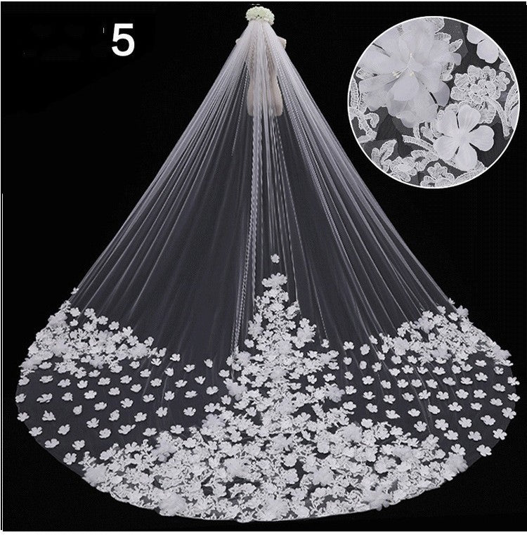 Bridal Wedding Dress Long Tail Luxury Super Fairy Wedding Veil - kinko