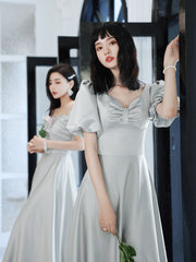 2024 Avocado Green Sisters Group Dress Skirt Women Satin Spring - kinko