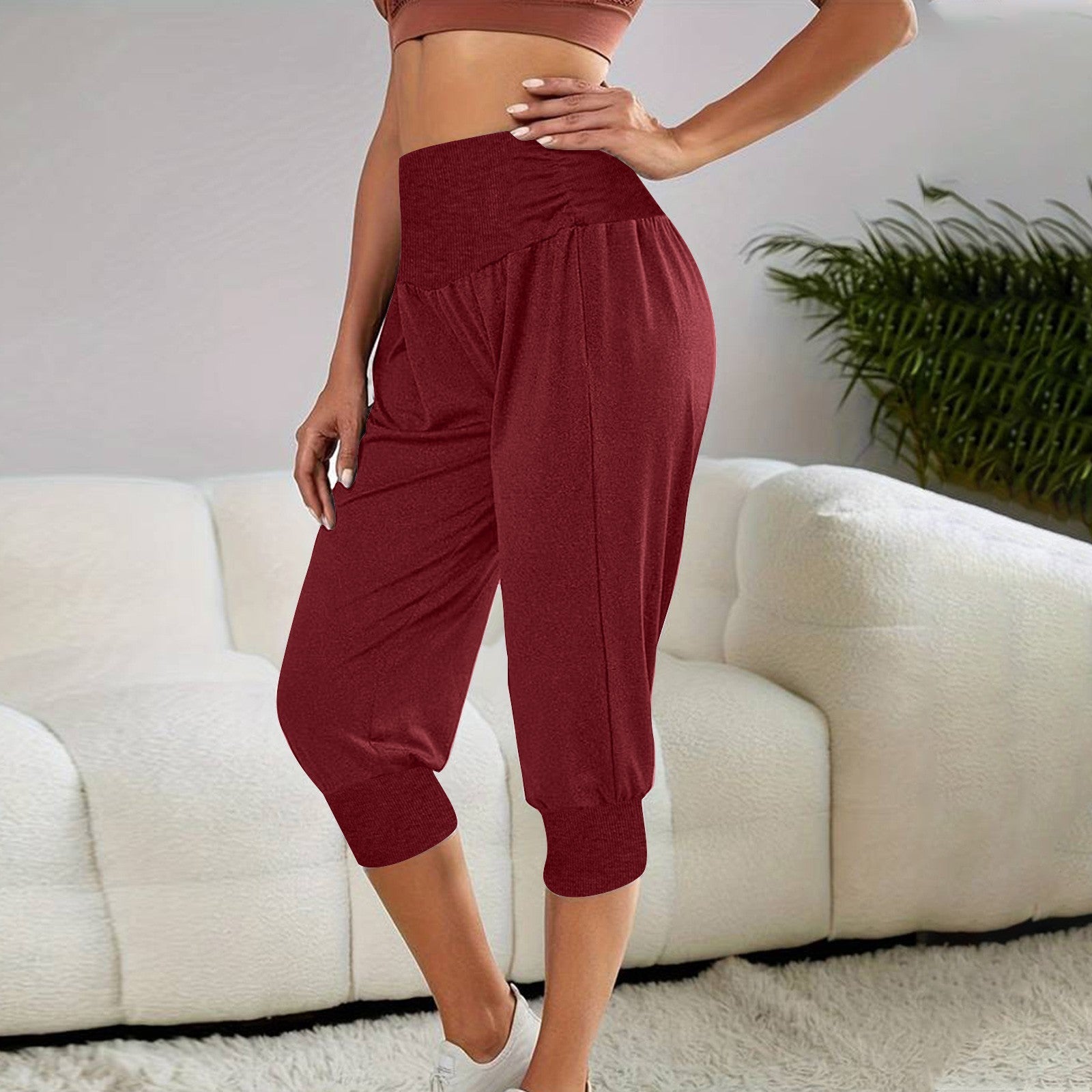 Women's Home Casual Pants High Waist Temperament Ankle-tied Harem Pants - kinko