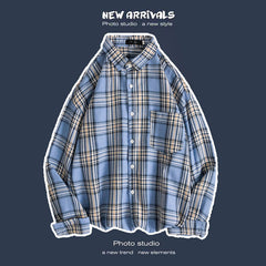 Loose Fashion Personality Men's Retro Plaid Coat - kinko