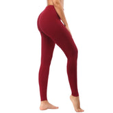 Leggings - Cropped Low-rise Solid Burgundy - kinko