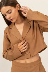 HYFVE Cropped Button-Down Blazer - kinko