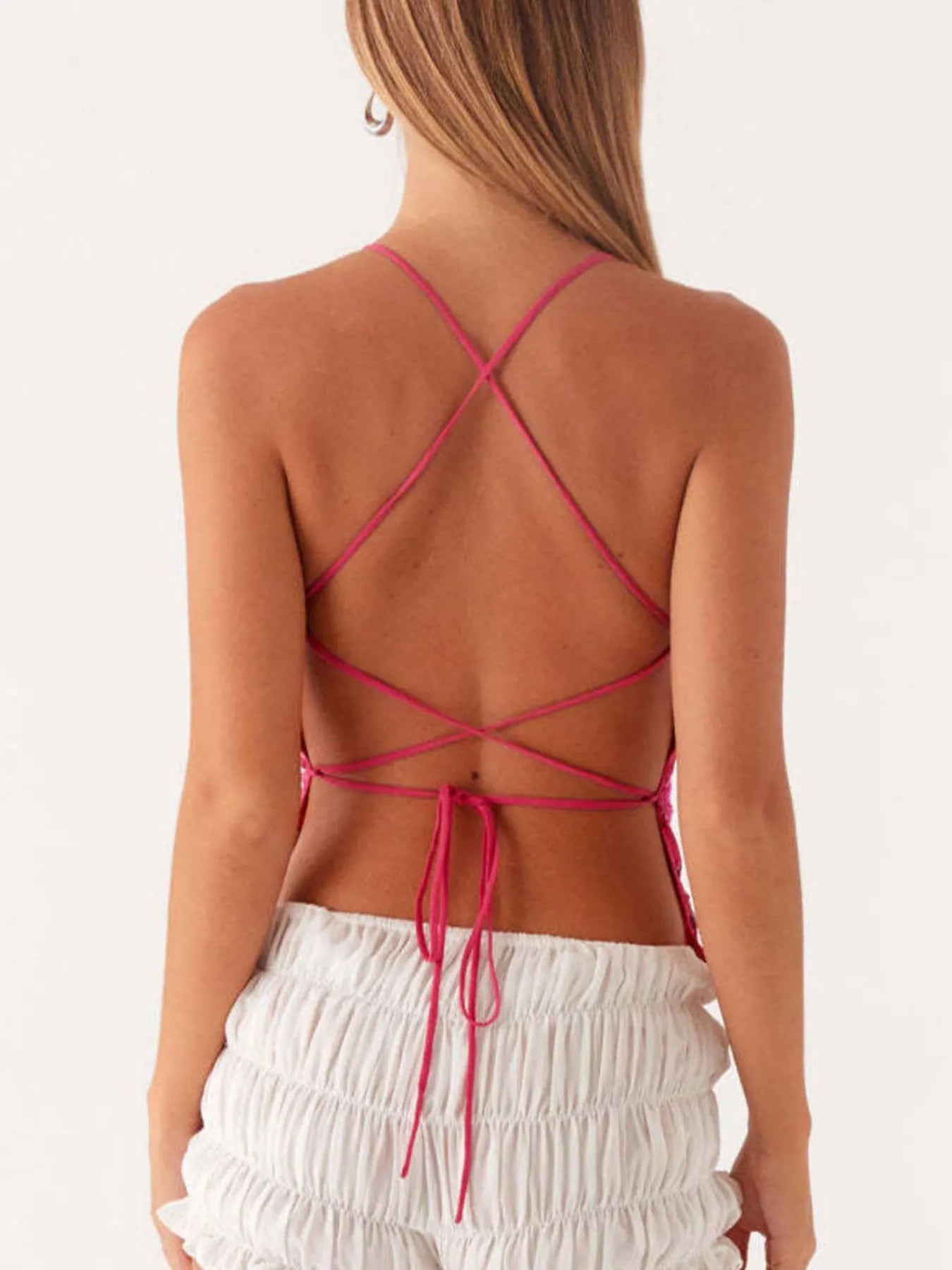 Crisscross Back V-Neck Cami - kinko
