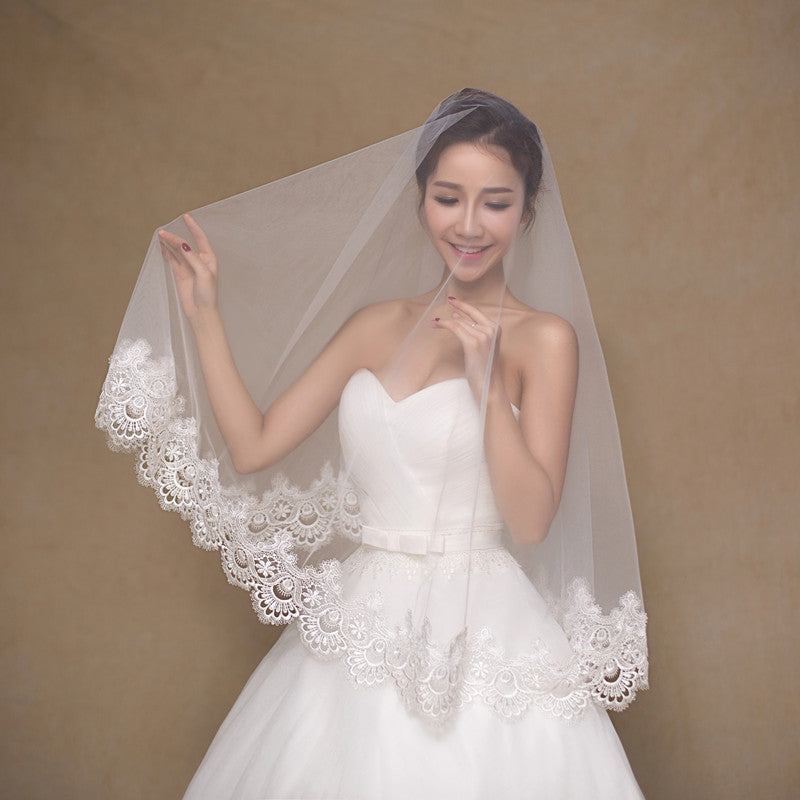 Wholesale White Bride Veil Cheap Wedding Accessories Ready To Ship - kinko