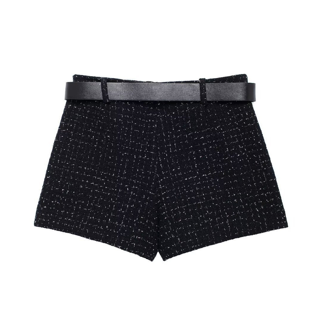 Textured Sleeveless O-neck Short Tweed Sleeveless Waistcoat Outerwear - kinko