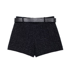 Textured Sleeveless O-neck Short Tweed Sleeveless Waistcoat Outerwear - kinko