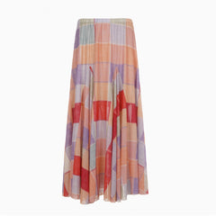 Colorful Flower Niche Artistic Colorblock Plaid Skirt - kinko