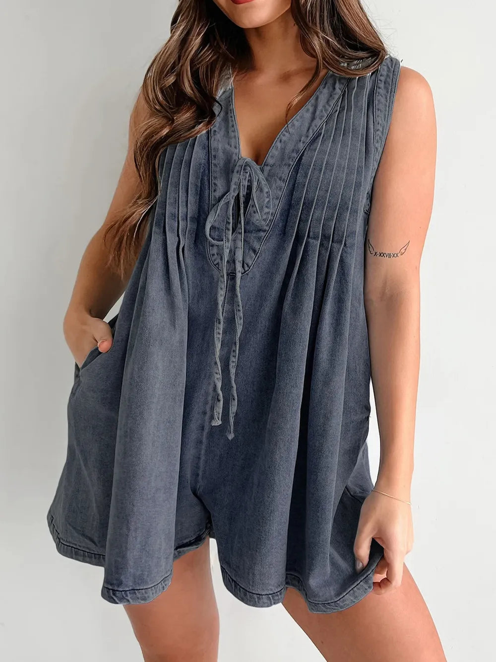 Tied Romper with Pockets - kinko