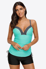 Contrast Sweetheart Neck Swim Cami - kinko