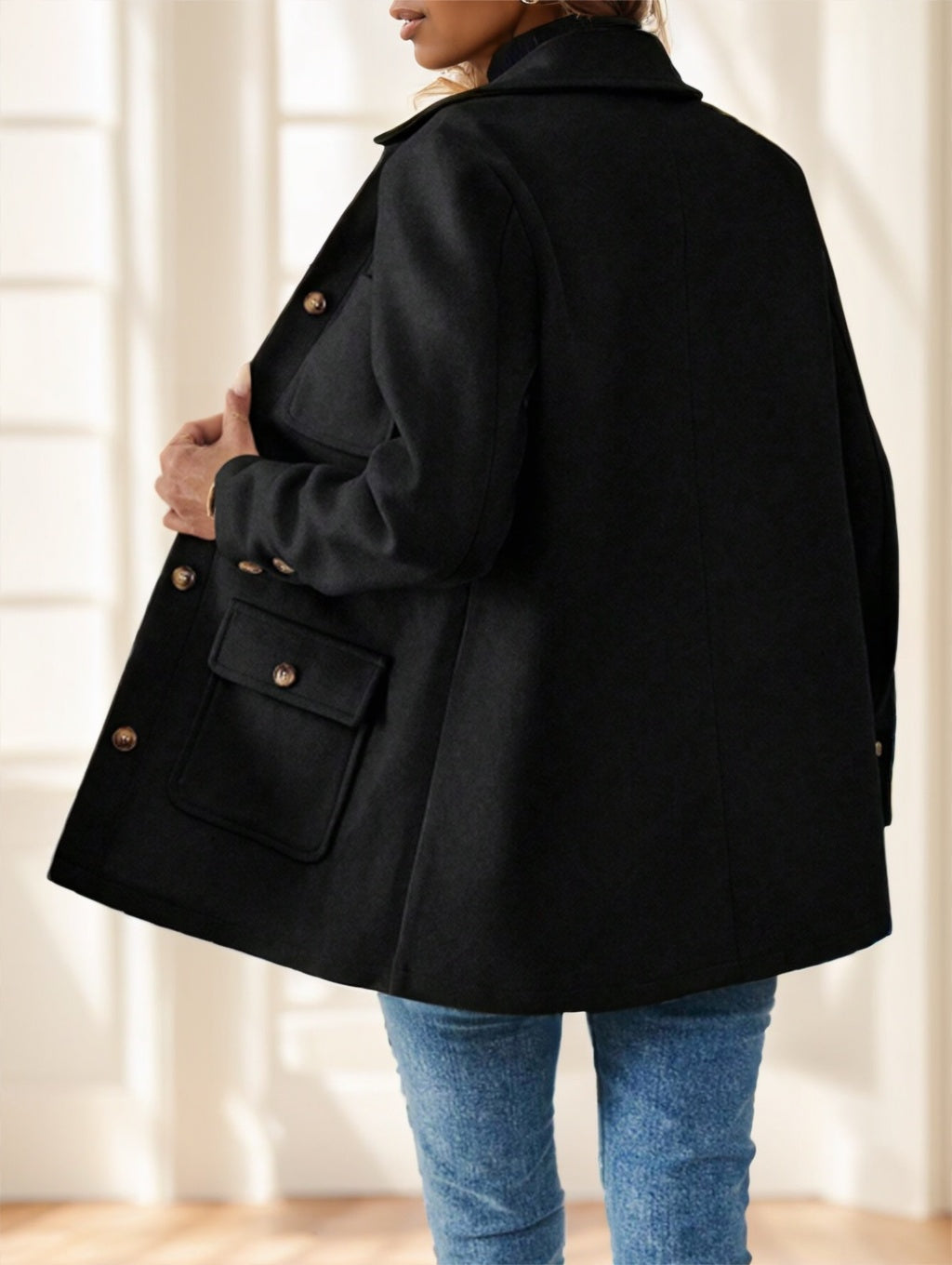 Casual Solid Color Multi-Pocket Jacket, Versatile For Autumn Winter - kinko