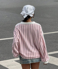 Women's Striped Letter & Numeral Print Active T-Shirt - kinko