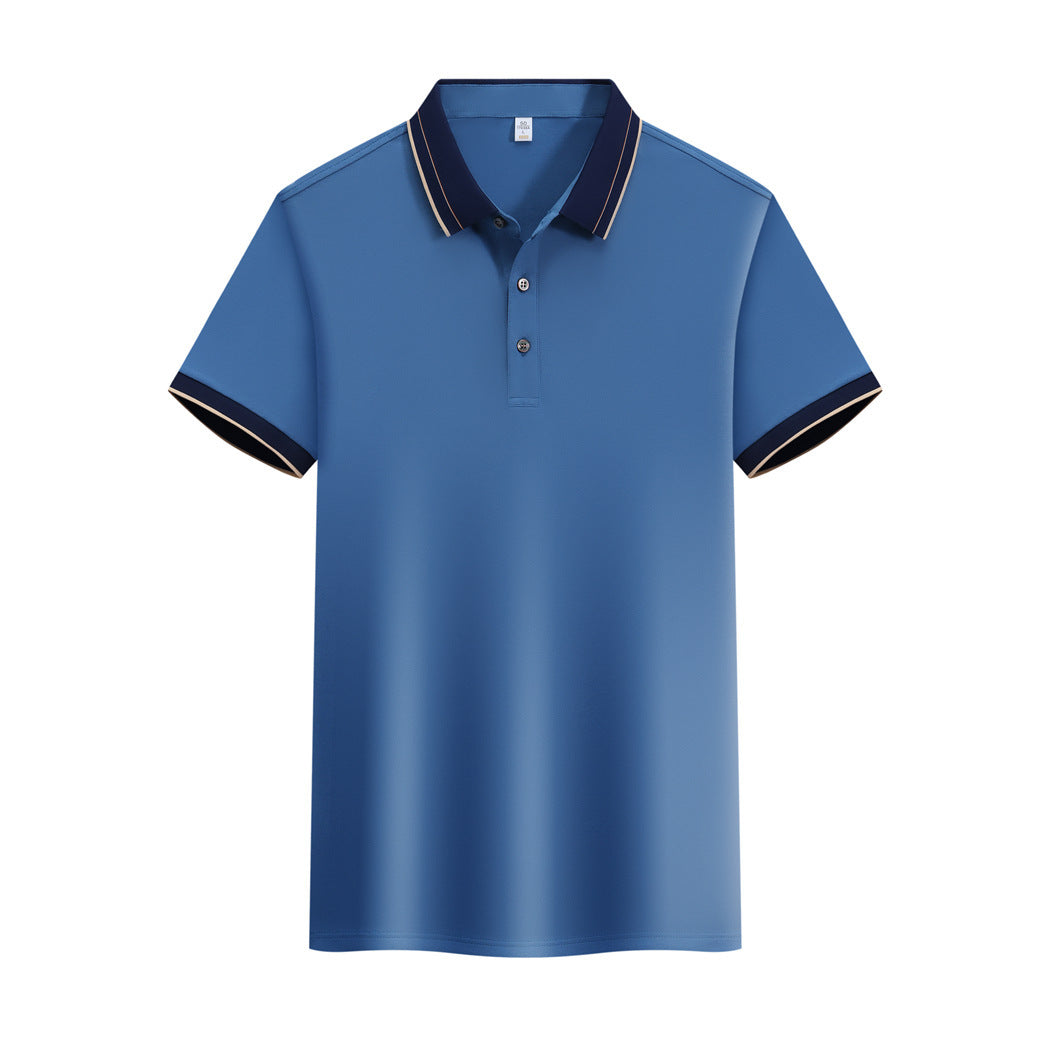 Ice Ion Mercerized Pearl Cotton Color Matching Collar Polo Shirt For Men And Women - kinko