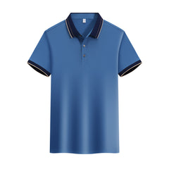 Ice Ion Mercerized Pearl Cotton Color Matching Collar Polo Shirt For Men And Women - kinko