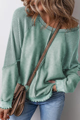 Exposed Seam Long Sleeve Sweatshirt - kinko