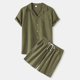 Men's Button Up Shirt and Shorts Set - kinko