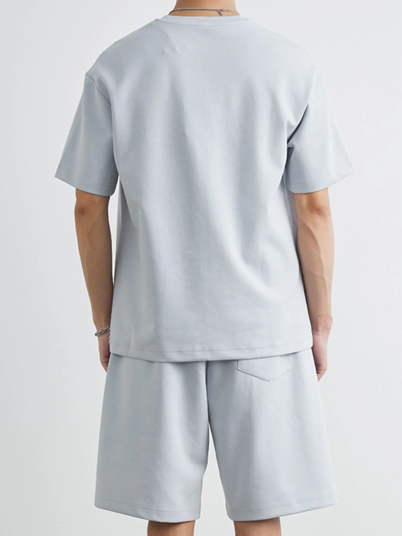 Men's Plus Size Round Neck Short Sleeve Top and Shorts Set - kinko