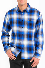 WEIV Men's Full Size Plaid Long Sleeve Flannel Shirt Plus Size - kinko