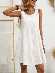 Plaid Round Neck Sleeveless Mini Dress - kinko