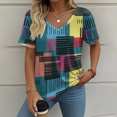 Summer New Casual Multicolor Design Women's T-shirt - kinko