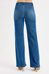 RISEN Seam Detail Wide Leg Jeans - kinko
