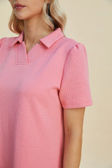 Double Take Full Size Texture Short Sleeve Dress - kinko