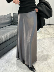 Simple Graceful Draping Acetate Satin Fishtail Skirt For Women - kinko