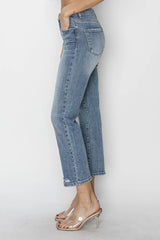 RISEN Full Size High Waist Distressed Cropped Jeans - kinko