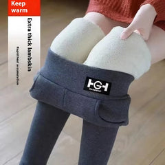 Plus Size Fleece-lined Thicker Cashmere Leggings - kinko
