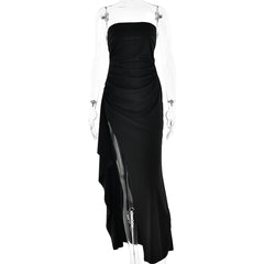 Evening Gown Women's One Neck Strapless Dress Fashionable And Sexy Backless High Slit Long Dress - kinko