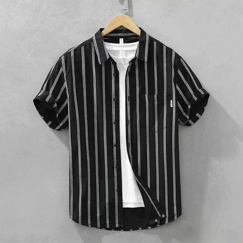 Summer Japanese Tie-dye Printed Short-sleeved Shirt Men - kinko