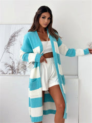 Color Block Open Front Cardigan - kinko
