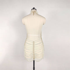 Beaded Halter Fashion Party Banquet Performance Dress - kinko