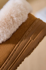 Faux Fur Round Toe Platform Slippers - kinko